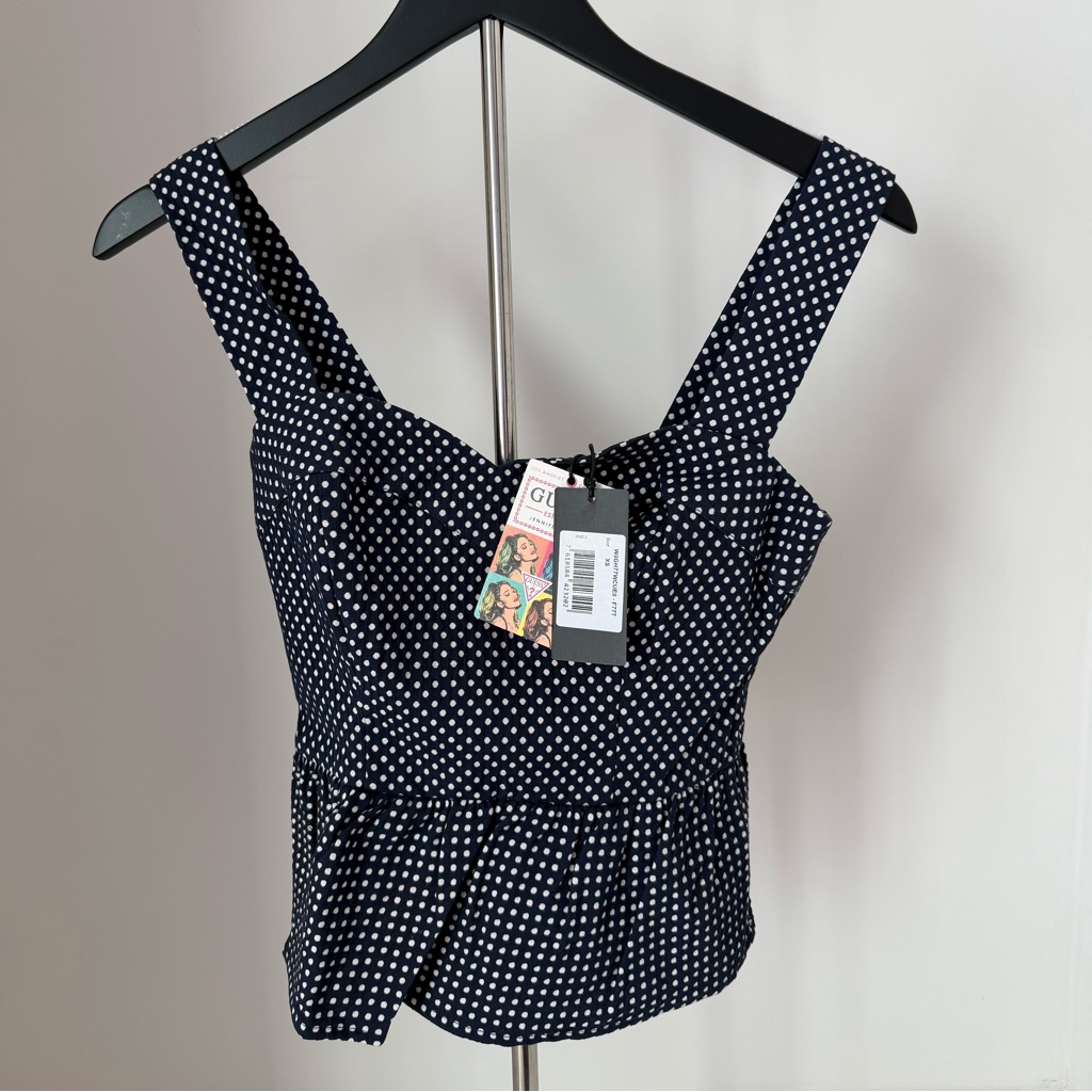Guess Navy Polka Dot Blouse